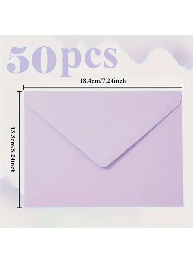 50pcs Lavender Envelopes Self Sealing Closure For Wedding Invitations DIY Crafts Gifts - Image 2